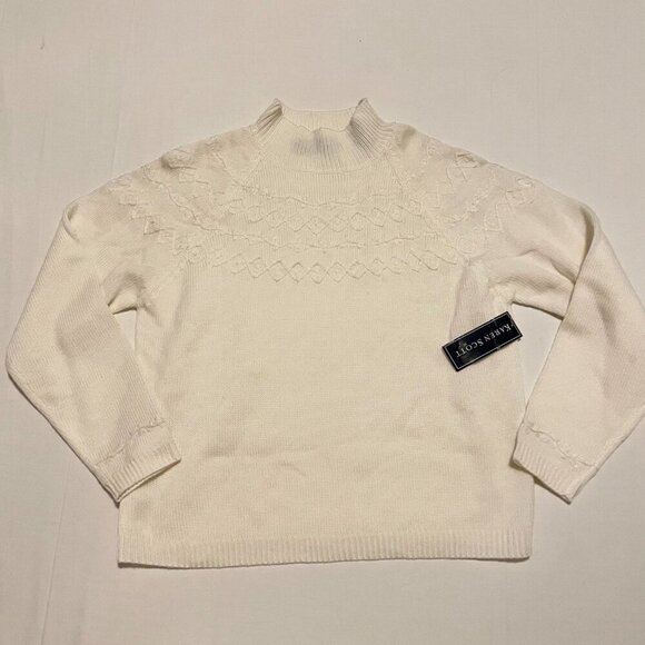 Vintage Karen Scott Cable Knit Sweater Womens Large Made in Hong Kong - Picture 2 of 16